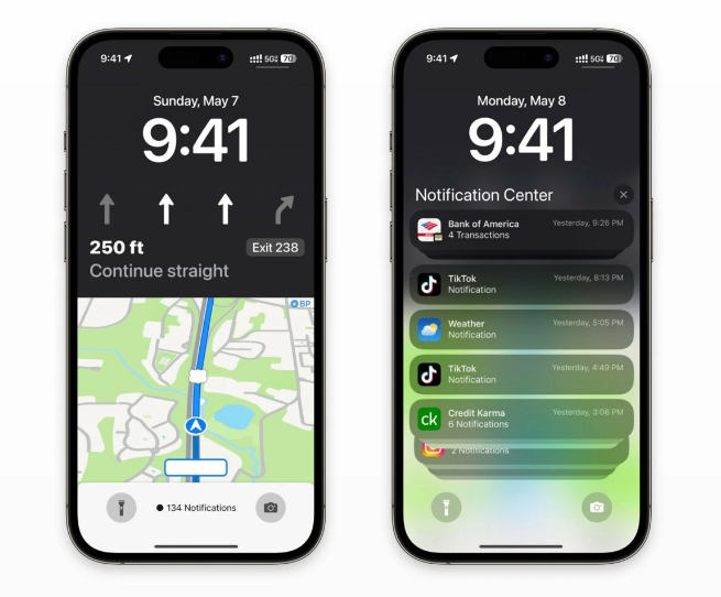 高唐苹果维修服务分享iOS17锁屏地图导航半屏显示长什么样 